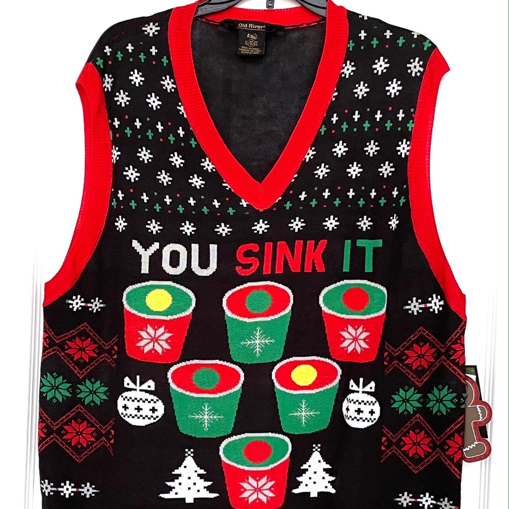 Knitted vest " You sink it I drink it " NEW ITEM - Picture 1 of 3
